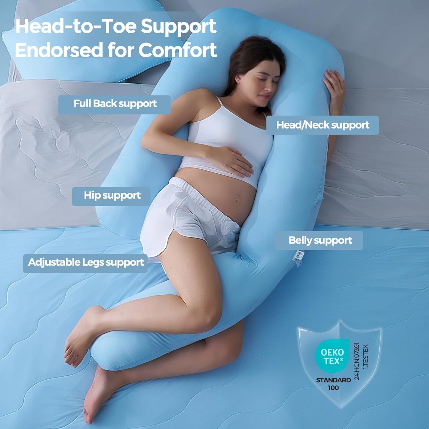 MOMCOZY U SHAPED COOLING FABRIC PREGNANCY PILLOW