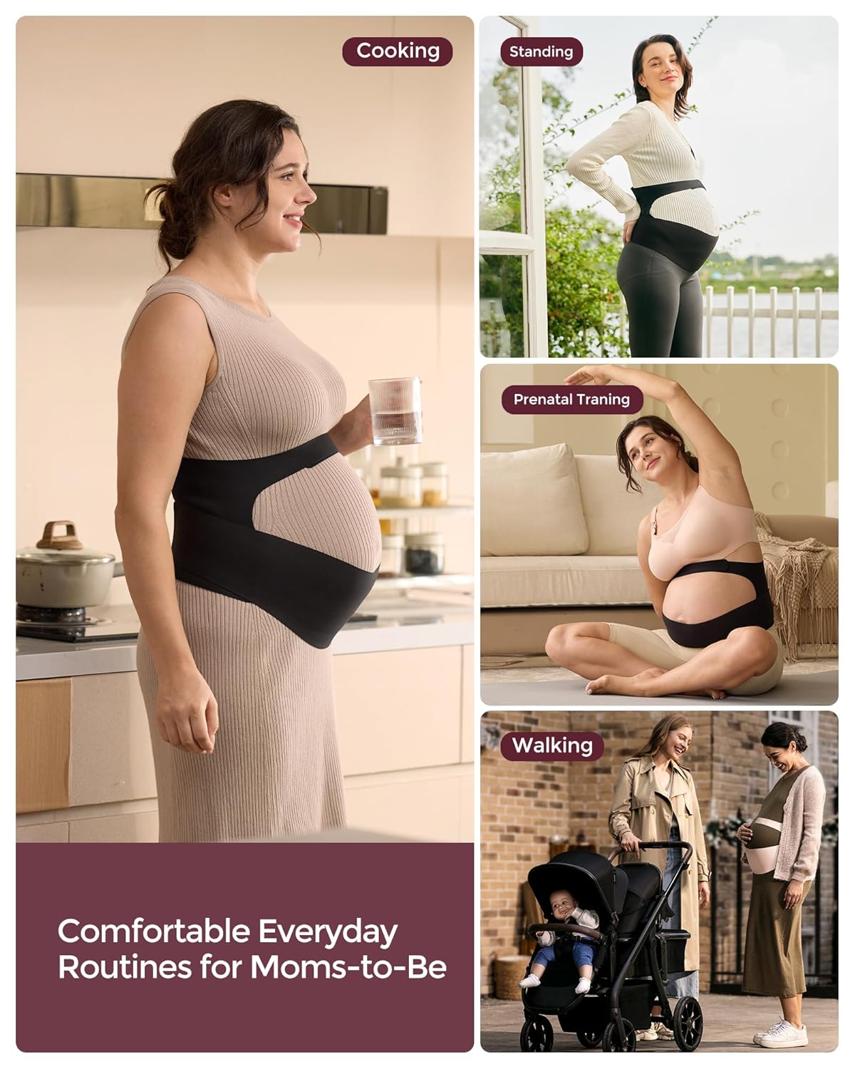 Momcozy Ergonest Maternity Belly Band (Skin/Black)