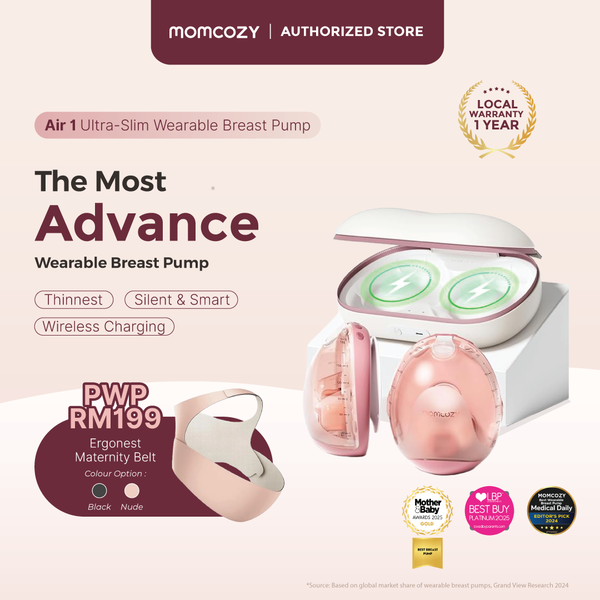 Momcozy Air 1 Ultra-Slim Hands-Free Wearable Pump with Maternity Belt (Skin/Black)