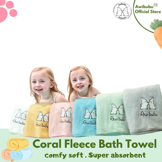 Awibubu Coral Fleece Bath Towel