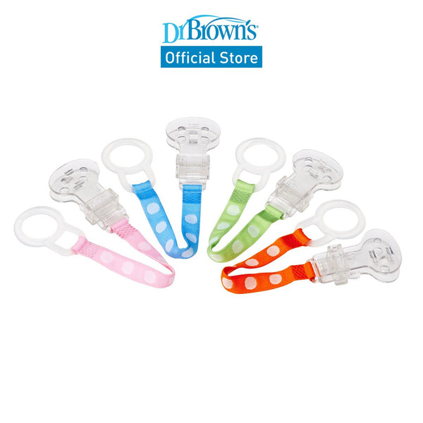 Dr. Brown's Baby Toddler Pacifier/Teether Clip, Green/Orange/Pink/Blue, 1 Piece
