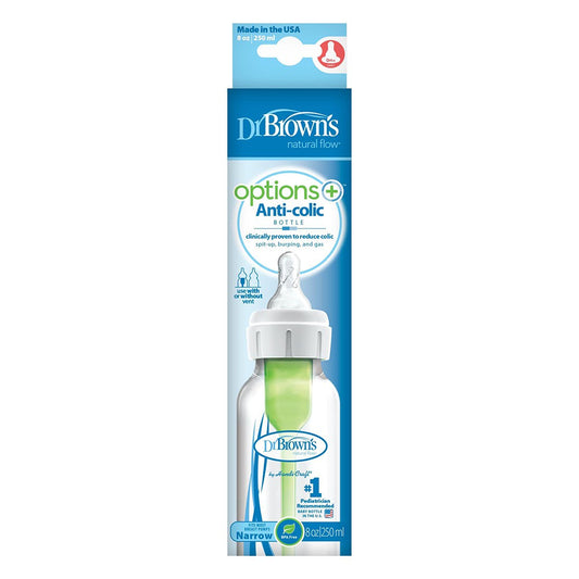 Dr. Brown’s Options+ PP Narrow-Neck 8oz/250ml Baby Feeding Bottle, 1 Bottle with Level 1 Teat
