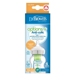 Dr. Brown's Anti-Colic Newborn Options+ PP Wide Neck 5oz/150ml Bottle, 1 Bottle, Level 1 Teat