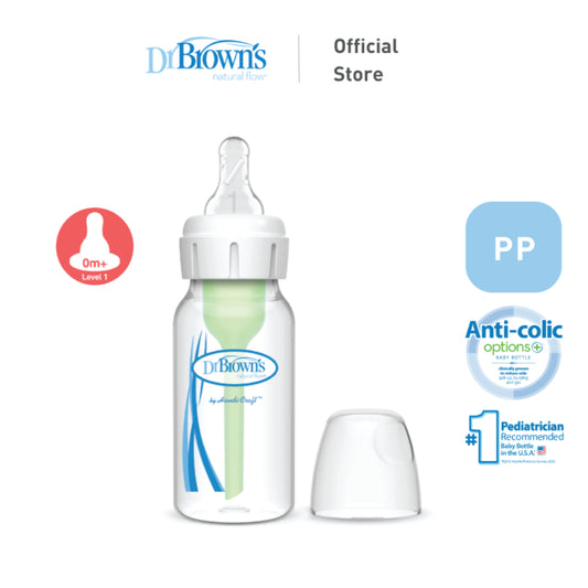 Dr. Brown’s Options+ PP Narrow-Neck Baby Feeding Bottle with Level 1 Teat (1 Bottle/4oz/120ml)