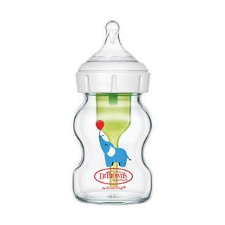 Dr. Brown’s Anti-Colic Newborn Options+ Glass Wide Neck 5oz/150ml Bottle, 1 Bottle, Level 1 Teat