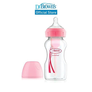 Dr. Brown's Anti-Colic Options+ PP Wide Neck 9oz/270ml Bottle, Pink/White/Blue, 1 Bottle, Level 1 Teat