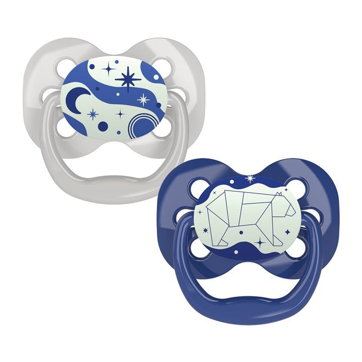 Dr. Brown's Advantage™ Glow in the Dark Pacifiers, Stage 1 for 0-6months, Pink/Blue, 2 Pieces