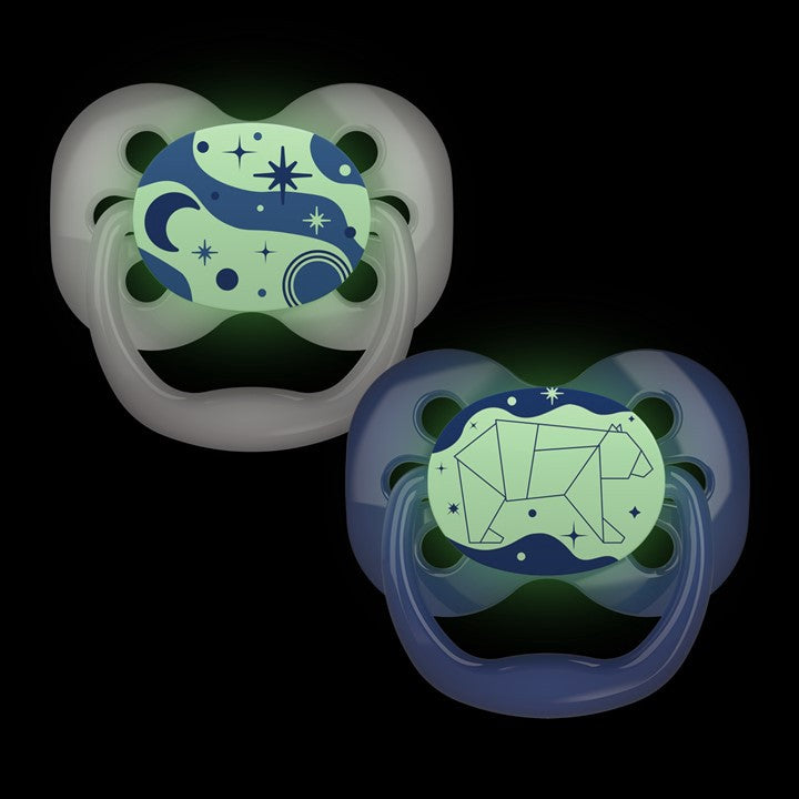 Dr. Brown's Advantage™ Glow in the Dark Pacifiers, Stage 1 for 0-6months, Pink/Blue, 2 Pieces