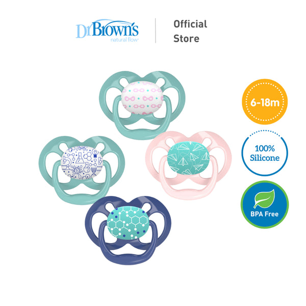Dr. Brown's Advantage™ Pacifier, Stage 2 for 6months+, Pink/Blue, 2 Pieces