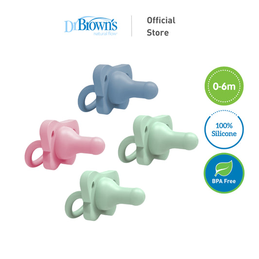 Dr. Brown's HappyPaci™ Silicone Baby Pacifier for 0-6months, Pink/Blue, 2 Pieces