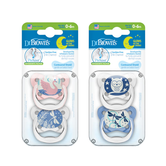 Dr Brown's PreVent Baby Toddler Pacifier Glow in The Dark (Stage 1 for 0-6m)