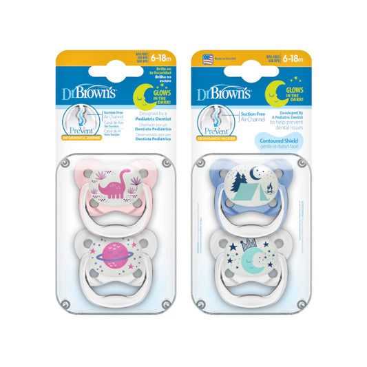 Dr Brown's PreVent Baby Toddler Pacifier Glow in The Dark (Stage 2 for 6m+)