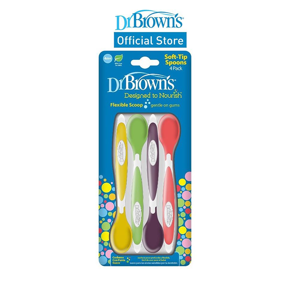 Dr Brown's Soft-Tip Baby Toddler Feeding Spoon - (4-pieces)