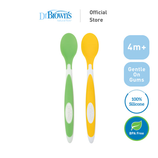 Dr. Brown’s  Soft-Tip Baby Toddler Feeding Spoon - Yellow/Green (2 pieces)