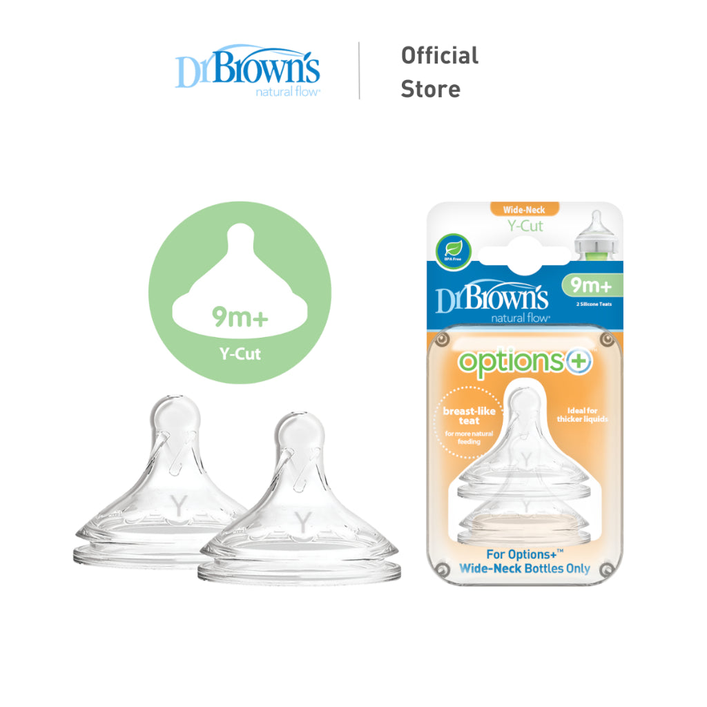 Dr Brown's Options+ Wide Neck Silicone Nipple/Teat for Baby Feeding Bottle (2 Pieces)