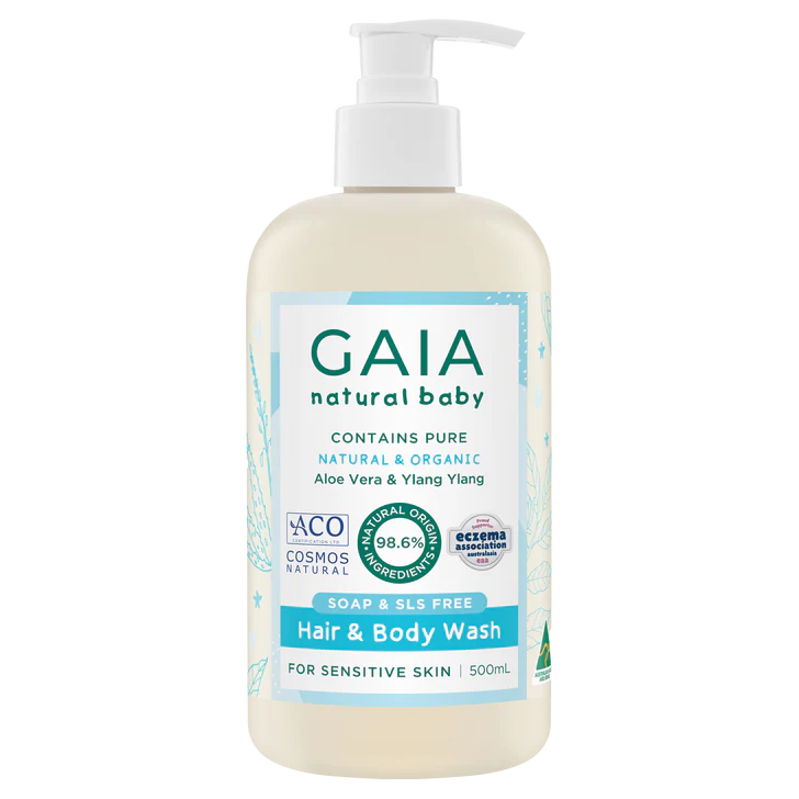 Gaia Natural Baby Hair & Body Wash- Aloe Vera & Ylang Ylang 500Ml Best Before: 1/2/2026, 26/07/2027