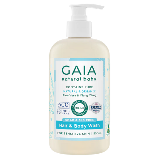 Gaia Natural Baby Hair & Body Wash- Aloe Vera & Ylang Ylang 500Ml Best Before: 1/2/2026, 26/07/2027
