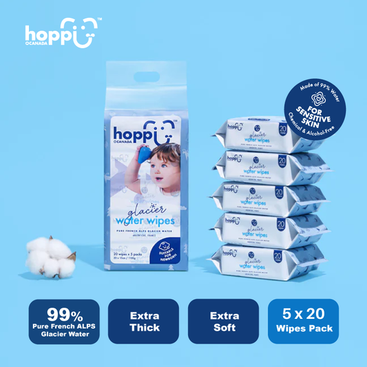 Hoppi Glacier Water Wipes 20™S X 5Packs