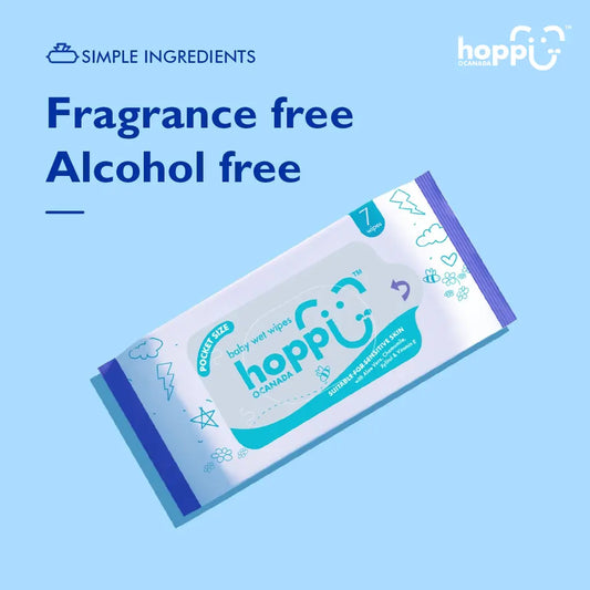 Hoppi Baby Wet Wipes Mini, 8 Pack