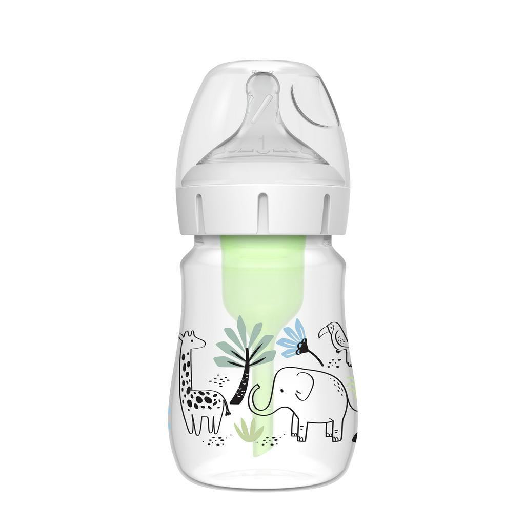 Dr. Brown's Anti-Colic Newborn Options+ PP Wide Neck 5oz/150ml Bottle, Jungle Elephant/Woodland Bunny, 1 Bottle, Level 1 Teat
