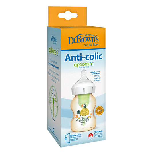 Dr. Brown’s Anti-Colic Newborn Options+ PPSU Wide Neck 5oz/150ml Bottle, 1 Bottle, Level 1 Teat