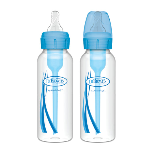 Dr. Brown's Anti-Colic Options+ PP Narrow Neck 8oz/250ml Bottle, Pink/Purple/Blue, 2 Bottles, Level 1 Teat