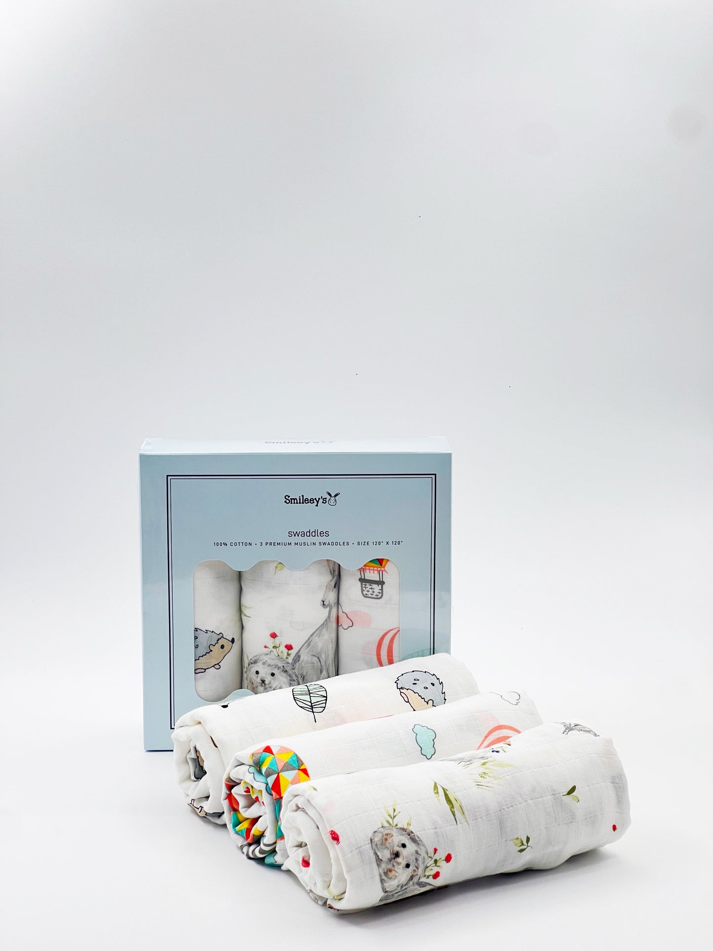 Smileey'S Muslin Swaddle 120X120 (Assorted - Neutral Colour) 100% Cotton