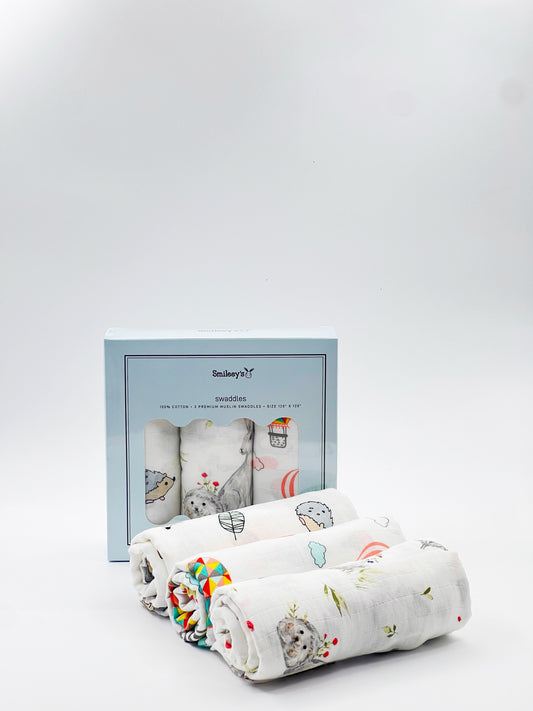 Smileey'S Muslin Swaddle 120X120 (Assorted - Neutral Colour) 100% Cotton