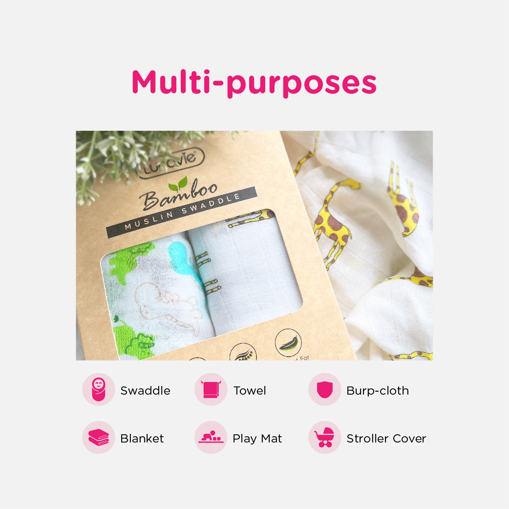 Lunavie Bamboo Muslin Swaddle 2Pcs