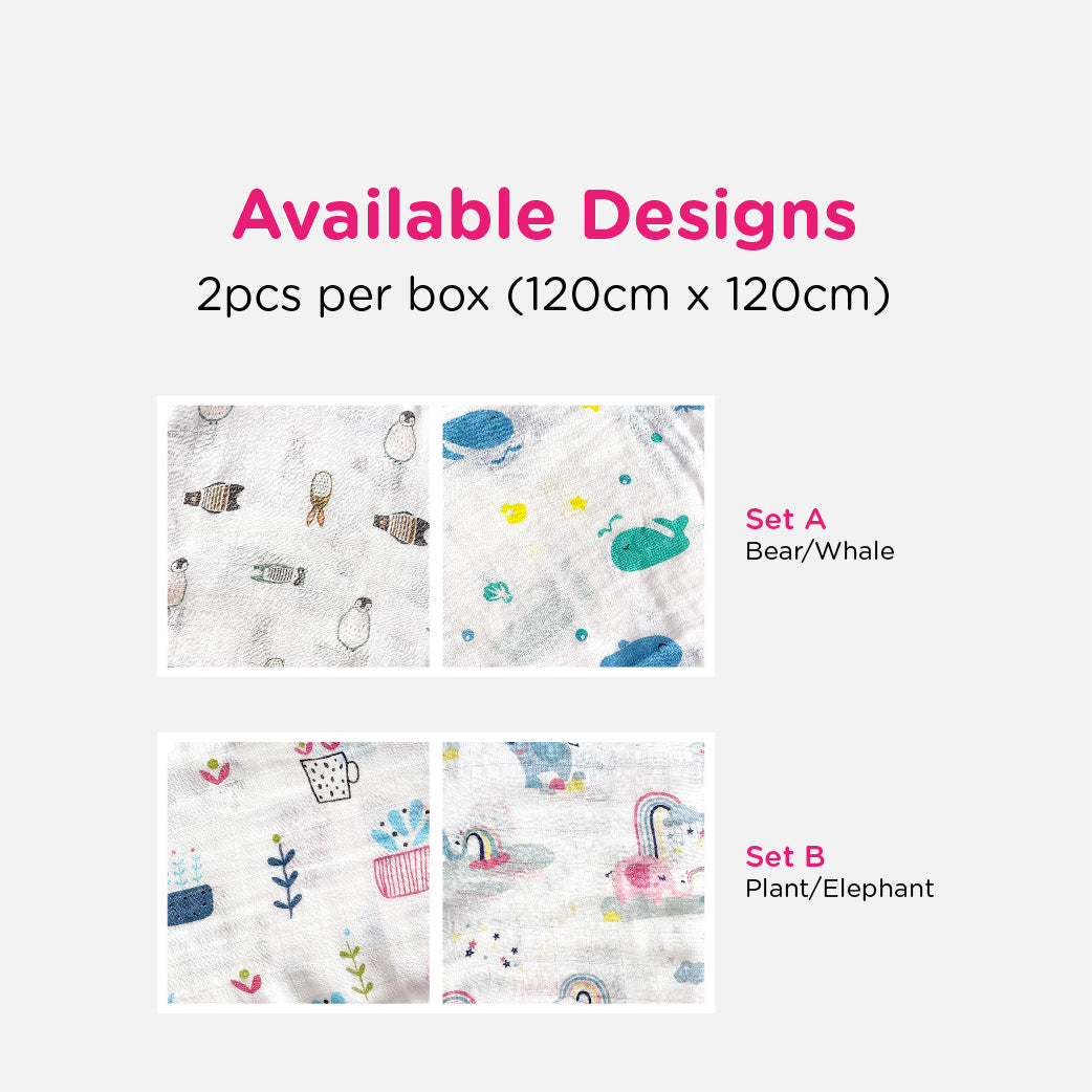 Lunavie Bamboo Muslin Swaddle 2Pcs