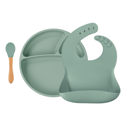 Minikoioi Blw Set Ii Silicone Feeding Set ( Bib , Plate , Spoon )