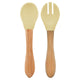 Minikoioi Dig In Silicone Spoon And Fork With Bamboo Handle 2 Pcs