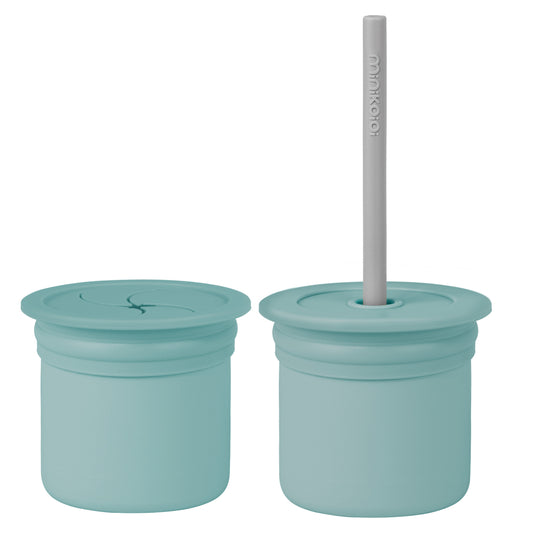 Minikoioi Sip + Snack Silicone Snack Cup With 2 Lids