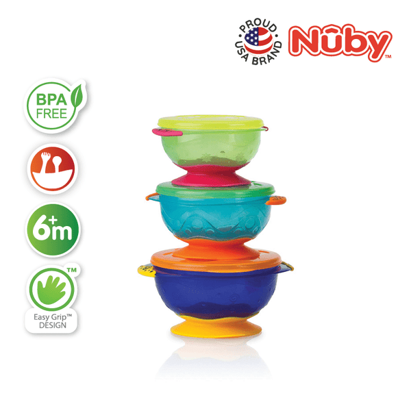 Nuby Stackable Suction Bowl (3Pcs)