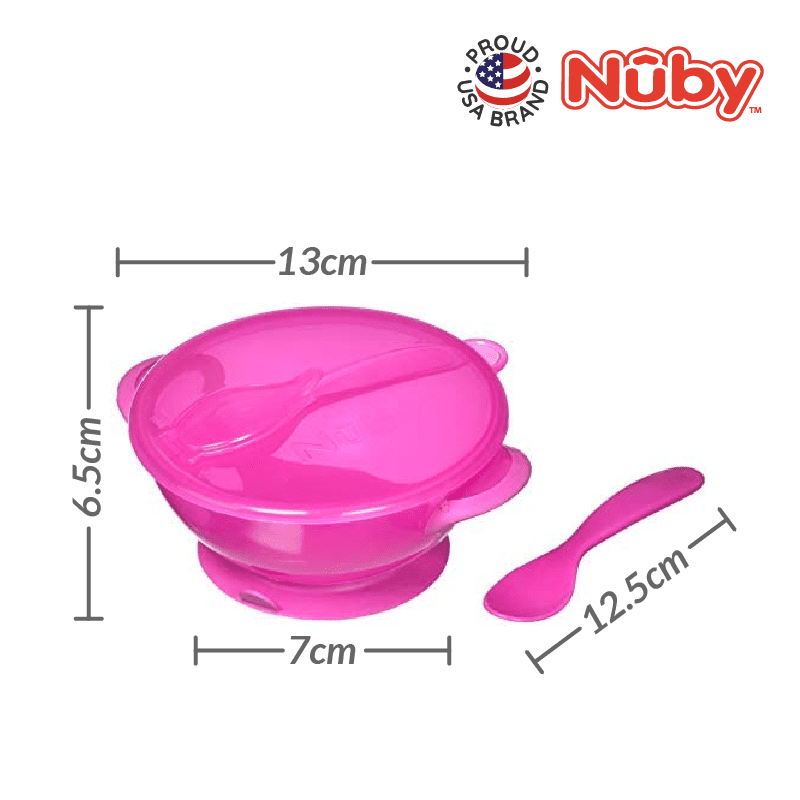 Nuby Garden Fresh Suction Bowl W/Spoon And Lid “ Lid Has Carved Out Place That Spoon Fits Inside