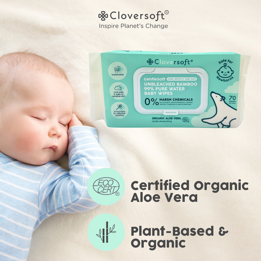 Cloversoft Unbleached Bamboo Organic Pure Water Baby Wipes