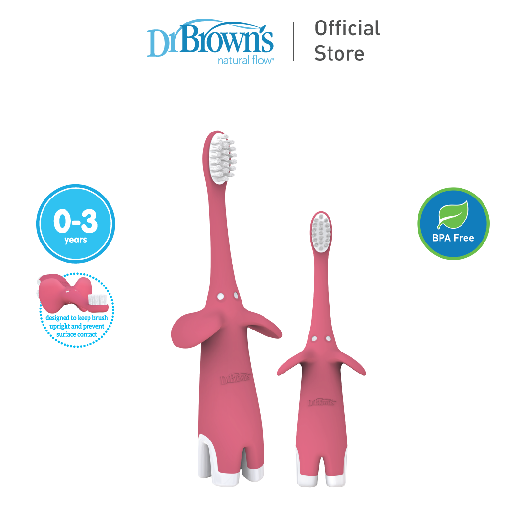 Dr Brown's Infant-To-Toddler Toothbrush, Elephant - Pink/Blue