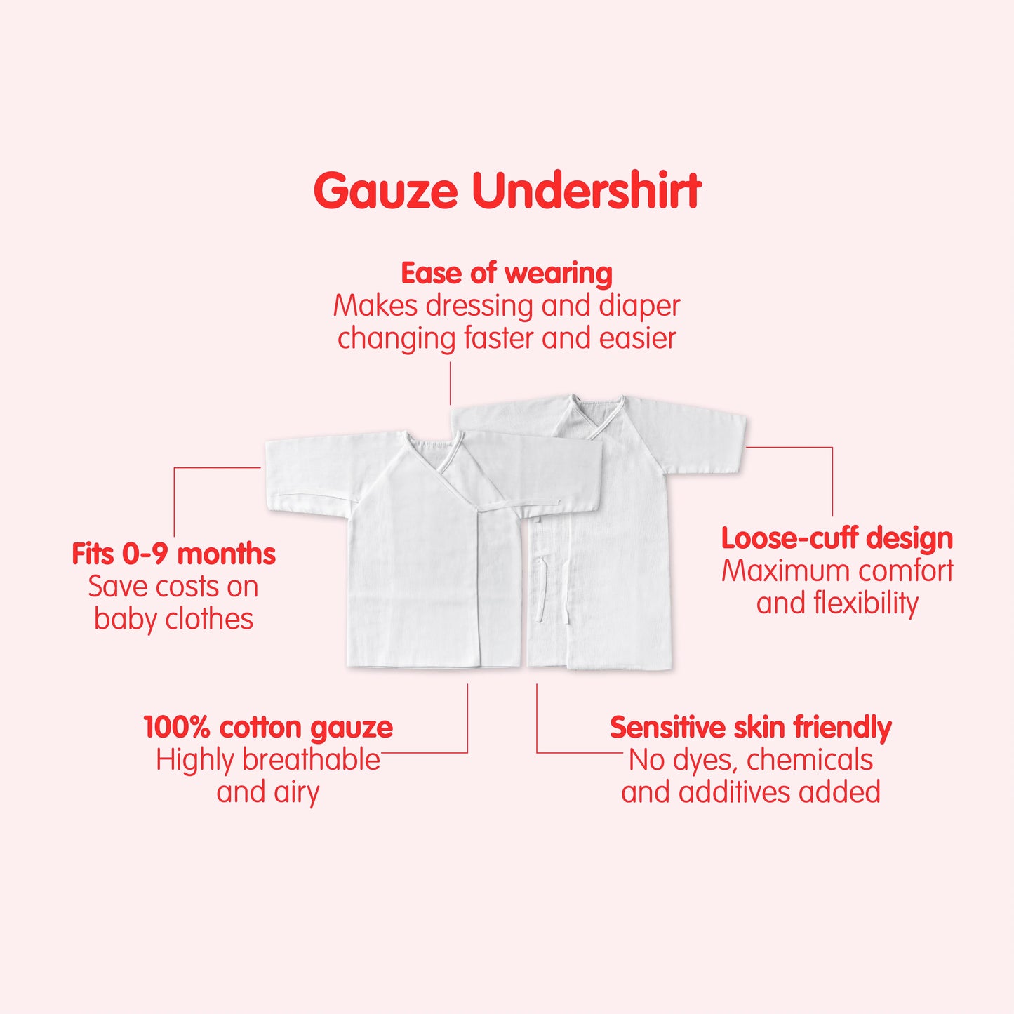 Suzuran Baby Gauze Undershirt 2pcs (Long/Short)
