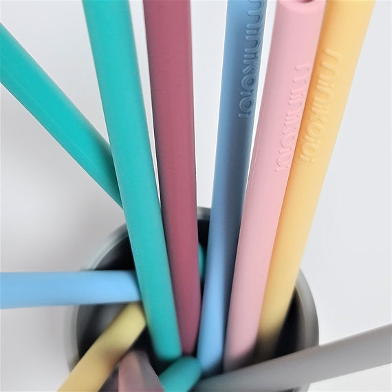 Minikoioi Silicone Straws 3 Pcs And Cleaning Brush