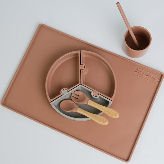 Minikoioi Dig In Silicone Spoon And Fork With Bamboo Handle 2 Pcs