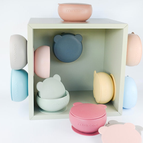 Minikoioi Bowly Suction Base Bowl With Lid
