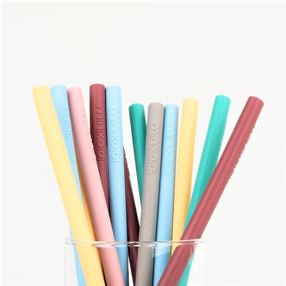 Minikoioi Silicone Straws 3 Pcs And Cleaning Brush