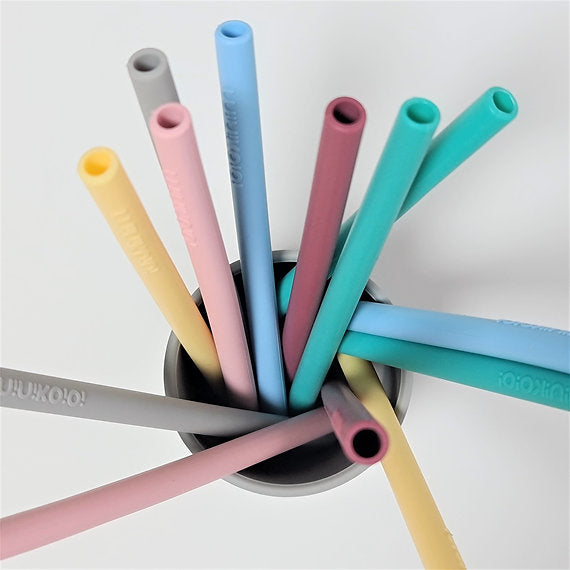 Minikoioi Silicone Straws 3 Pcs And Cleaning Brush