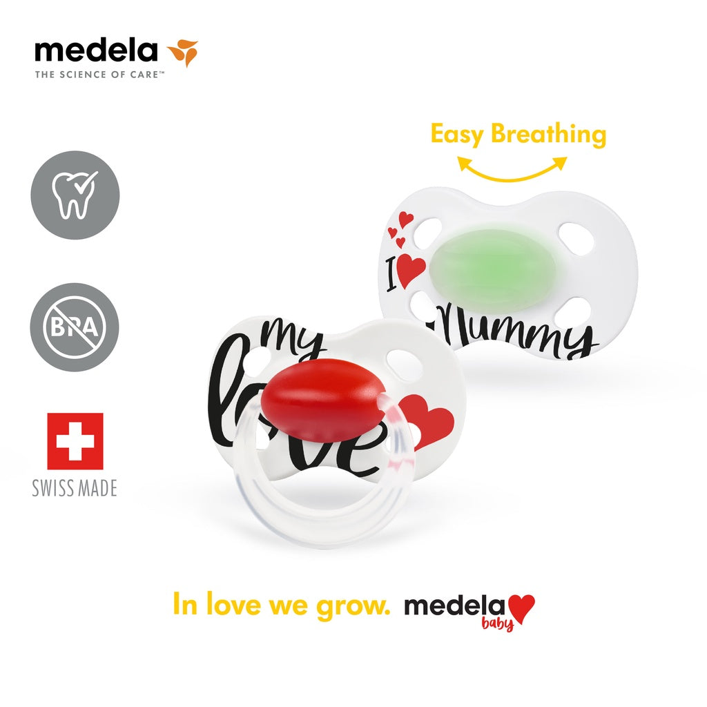 Medela Baby Day & Night Pacifier | [ 0-6 Months, 6-18 Months ] [ 2Pcs / Pack ]
