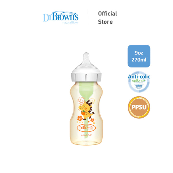 Dr. Brown's Anti-Colic Options+ PPSU Wide-Neck Dragon Designer 9oz/250ml Milk Bottle