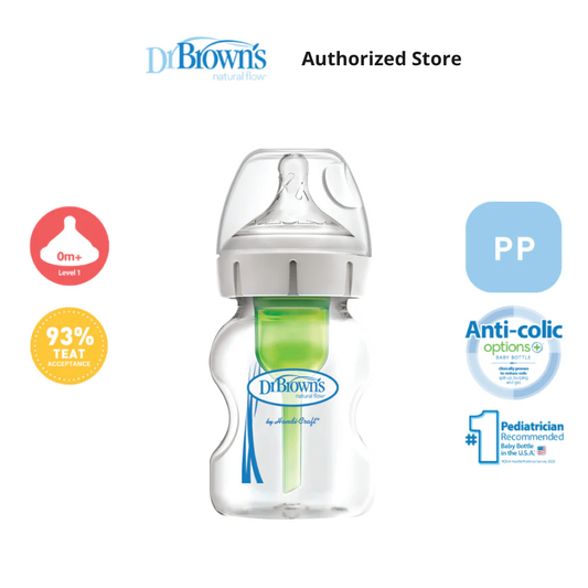 Dr. Brown's Anti-Colic Newborn Options+ PP Wide Neck 5oz/150ml Bottle, 1 Bottle, Level 1 Teat
