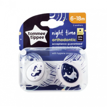 Tommee Tippee Soother Night Time 6-18M, 2 Packs