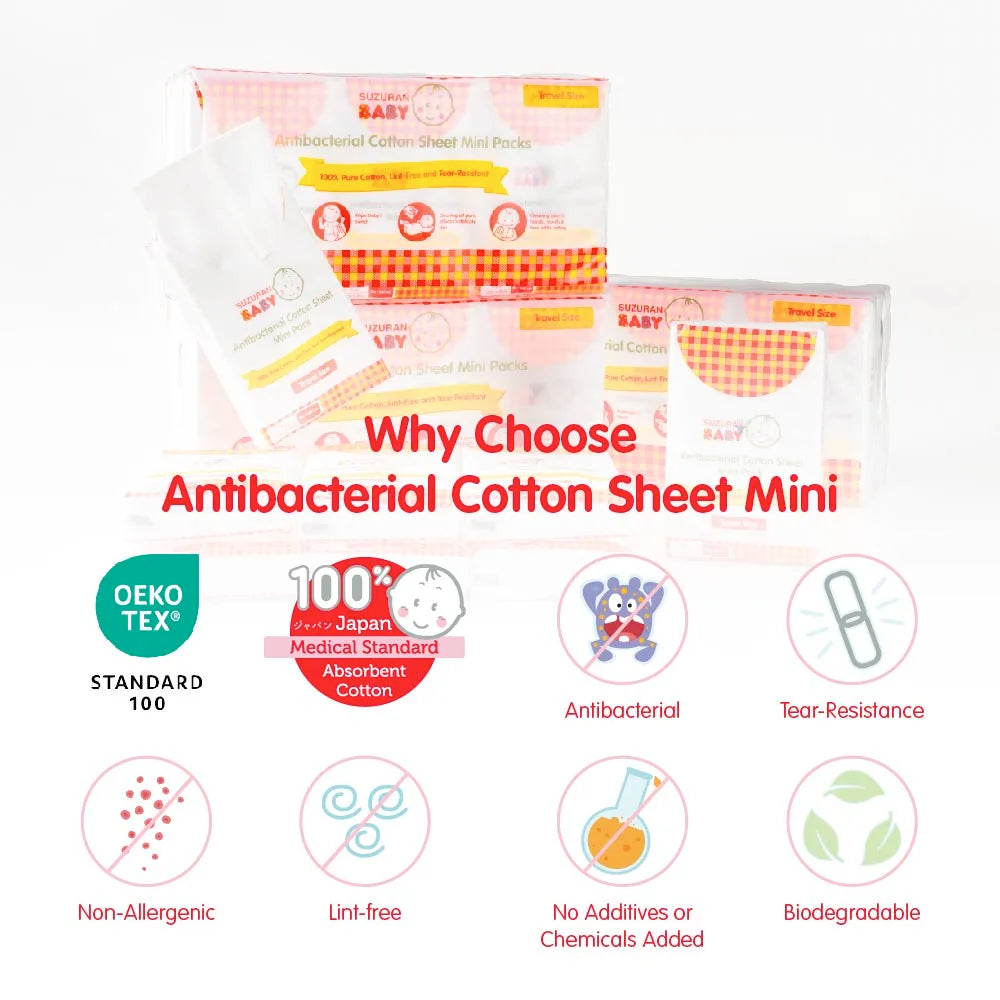 Suzuran Baby Antibacterial Cotton Sheet Mini Packs ( 9 packs)