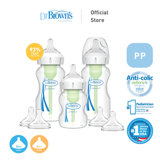 Dr. Brown's Anti-Colic Options+ PP Wide Neck Baby Feeding Bottle Starter Kit