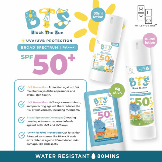 Mylo Bts Kids Sunscreen Stick Sunblock Lotion - Spf50+, Uva Uvb, 80Min Water Resistant, Paraben Free